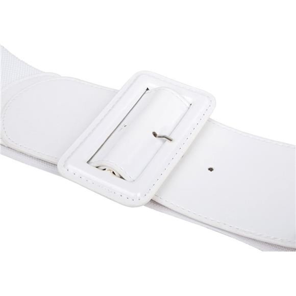 Women\'s Stretchy Belt 1950s 3 Inch Wide Elastic Belts, Black & White